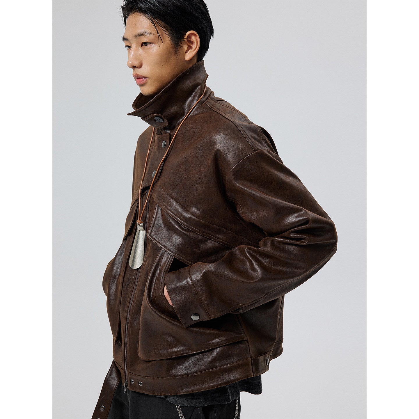 Heavy Texture Matte Gloss PU Leather Jacket
