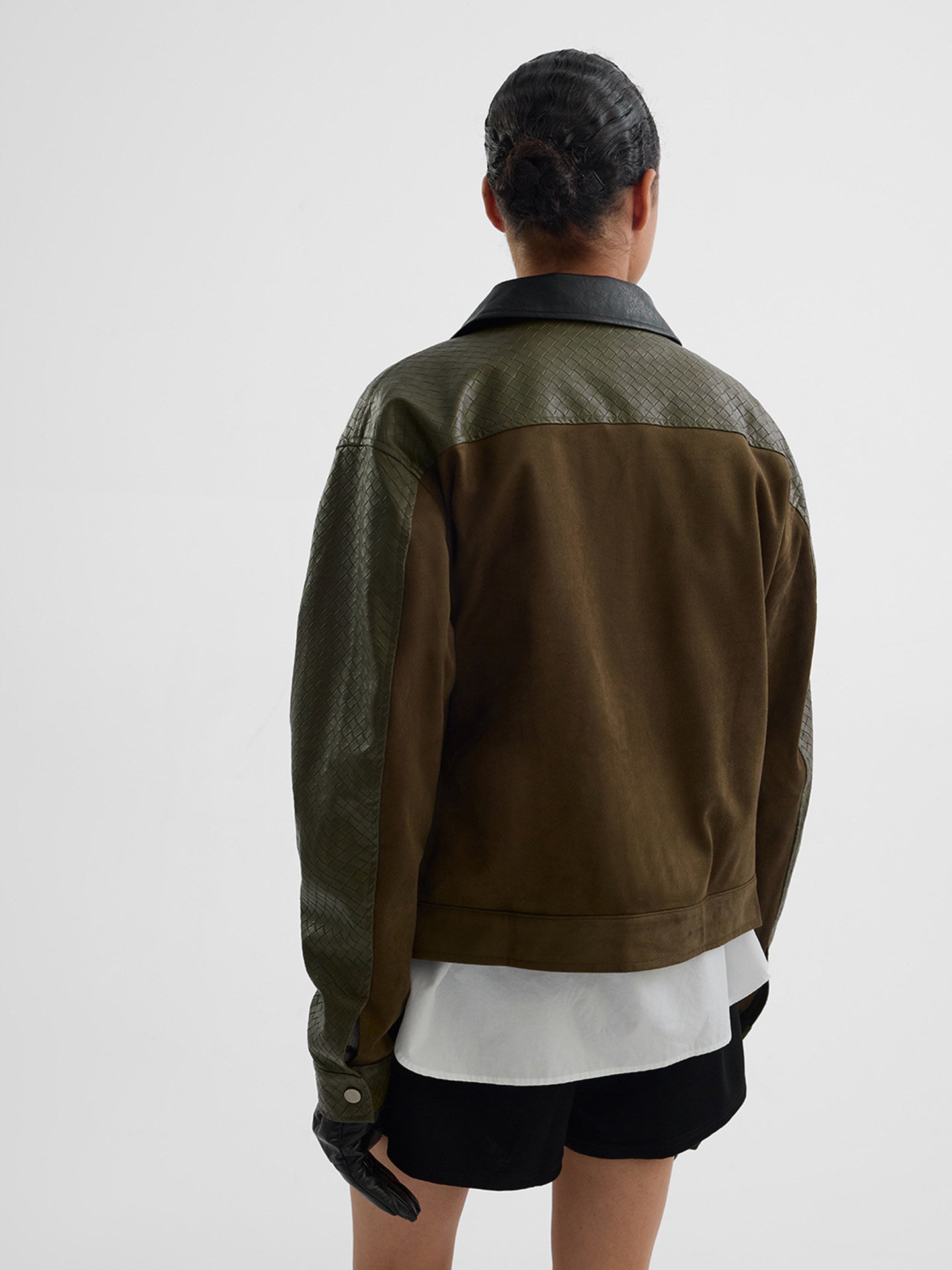 Woven embossed suede velvet jacket