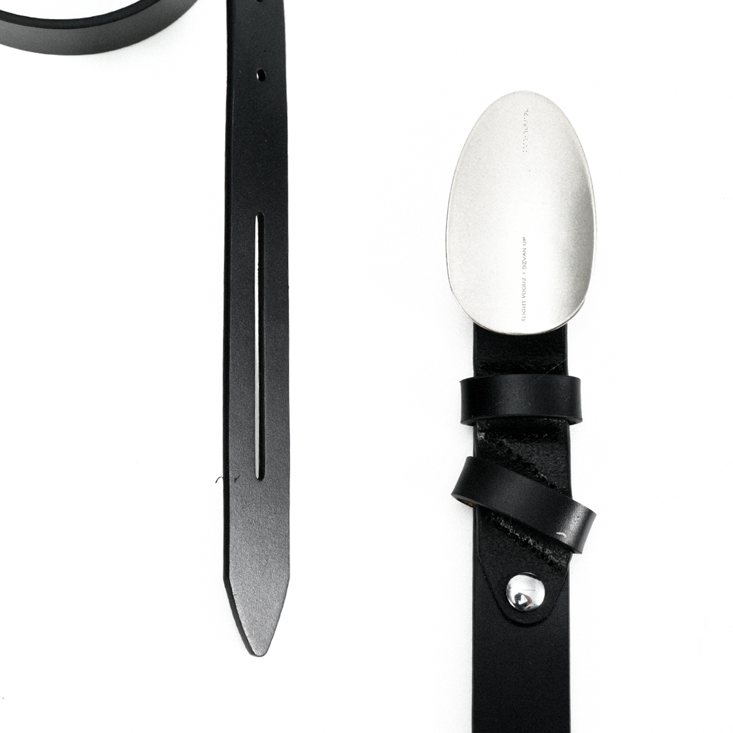 Silver Curved Edge Buckle Belt