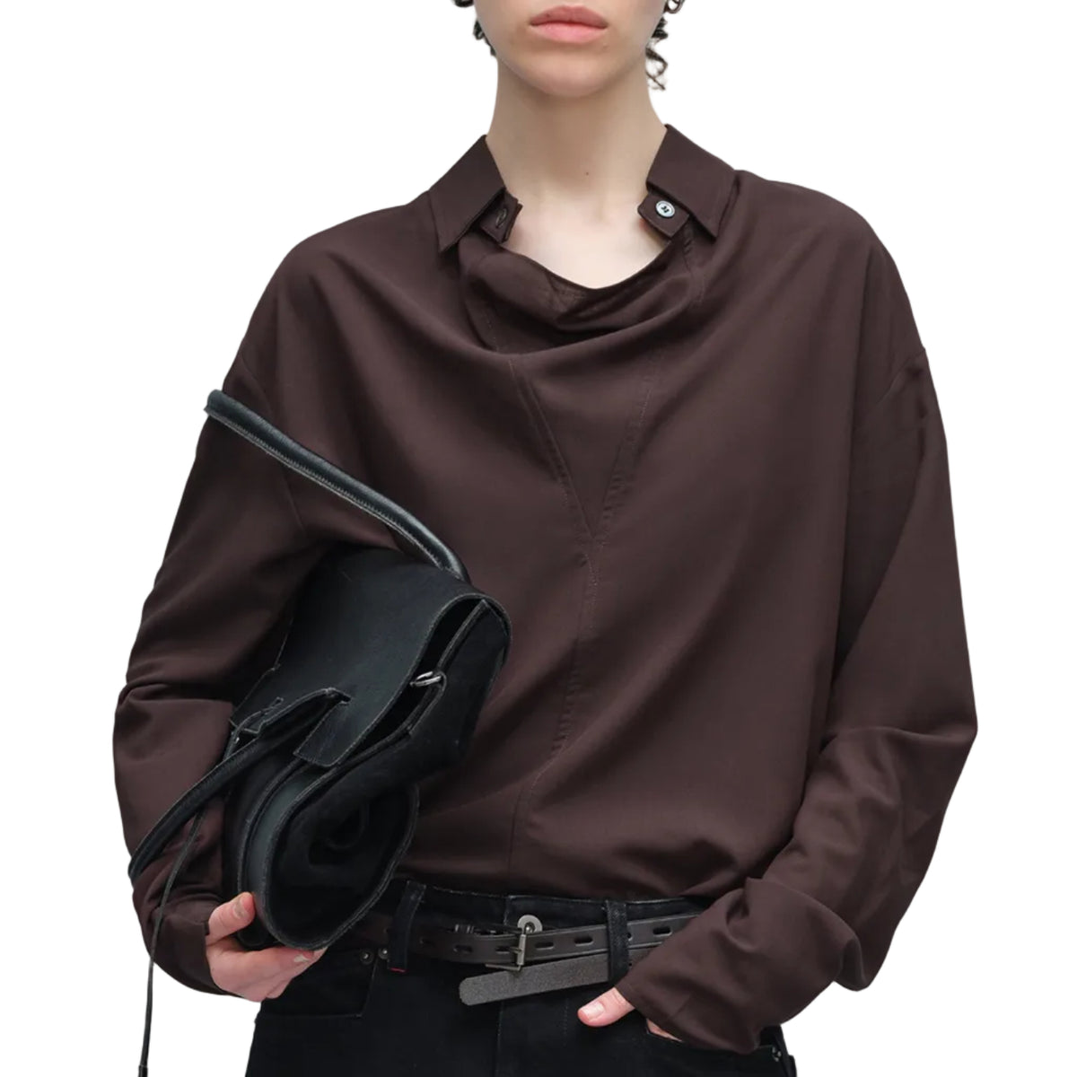 Front swaying collar long sleeve