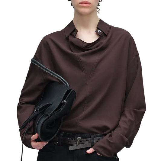 Front swaying collar long sleeve