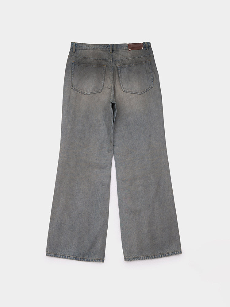 Distressed washed gray jeans