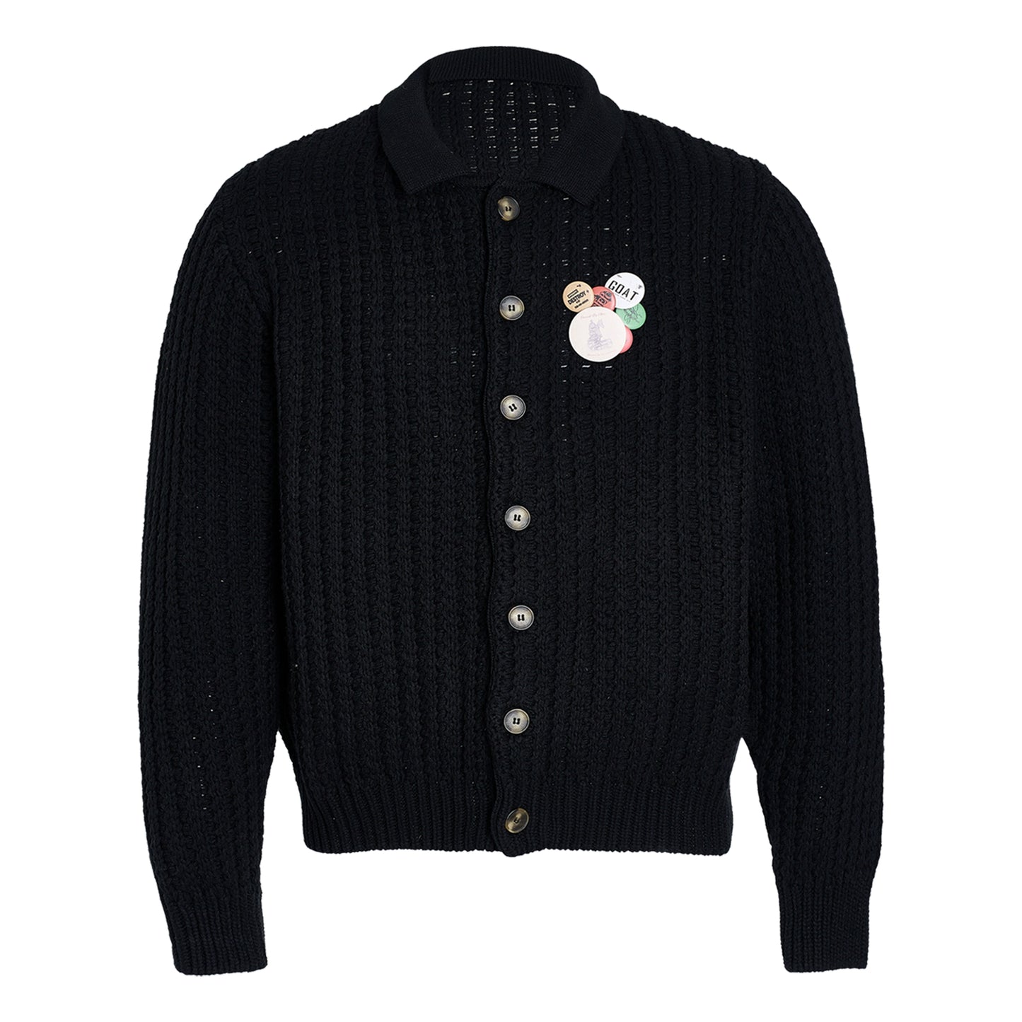 button-down badge cardigan