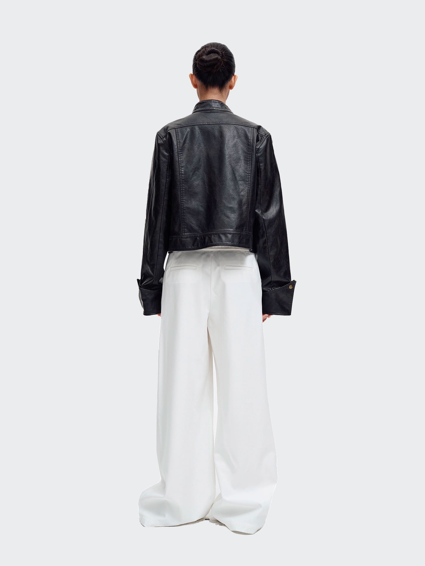 Distressed Vintage Cropped Biker Jacket