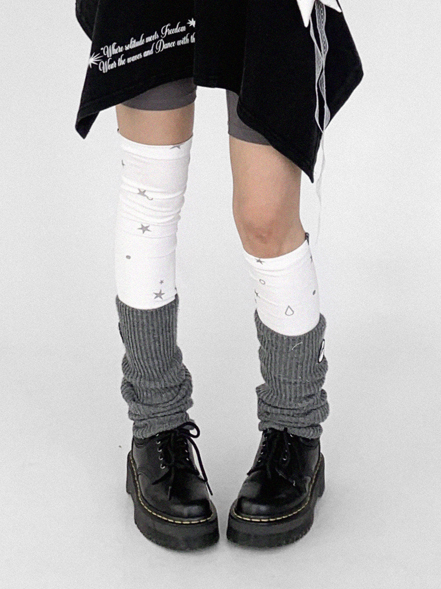 "Tears Star" stretch knit print socks