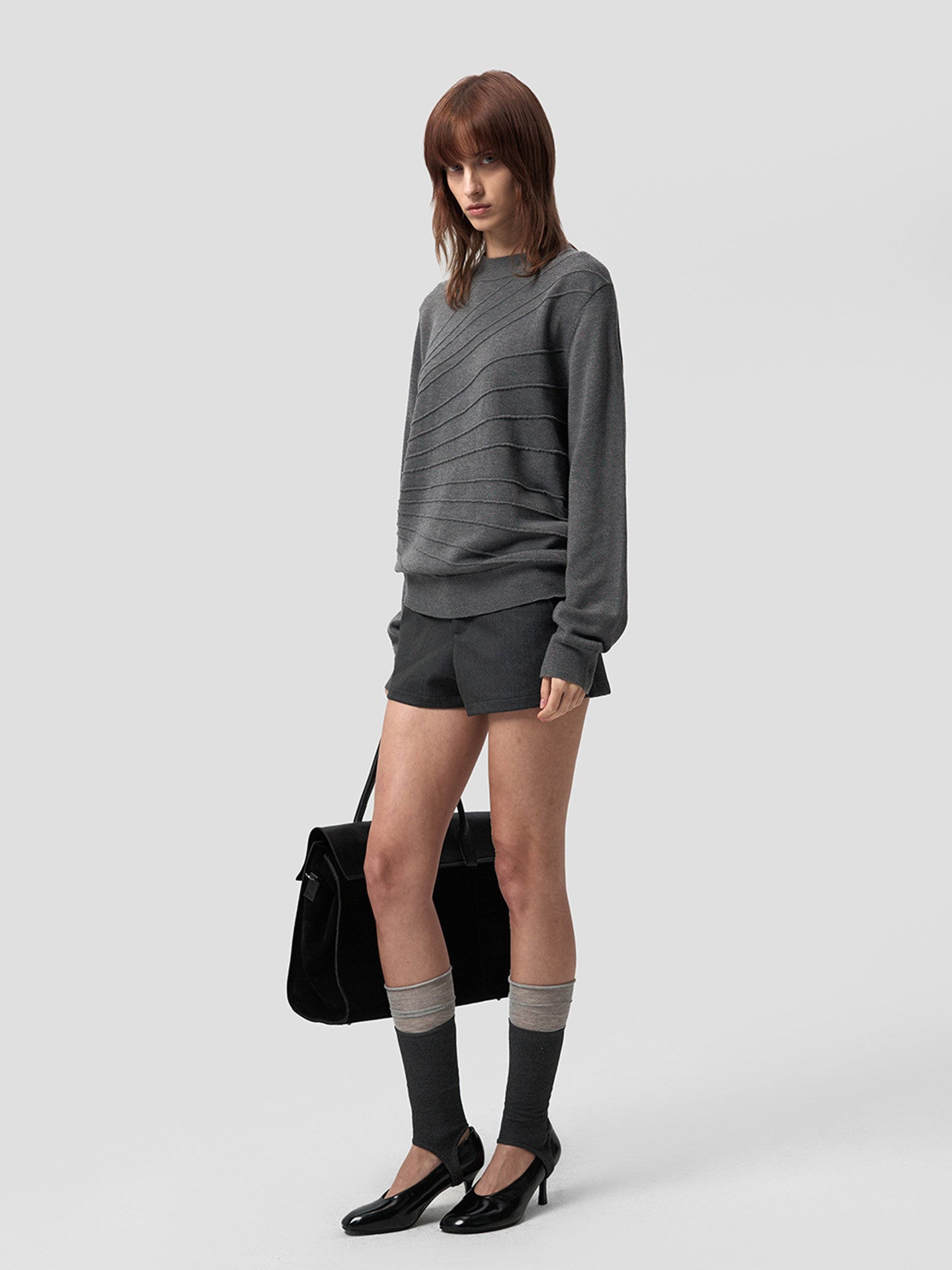 Sculpture jacquard long-sleeve T-shirt