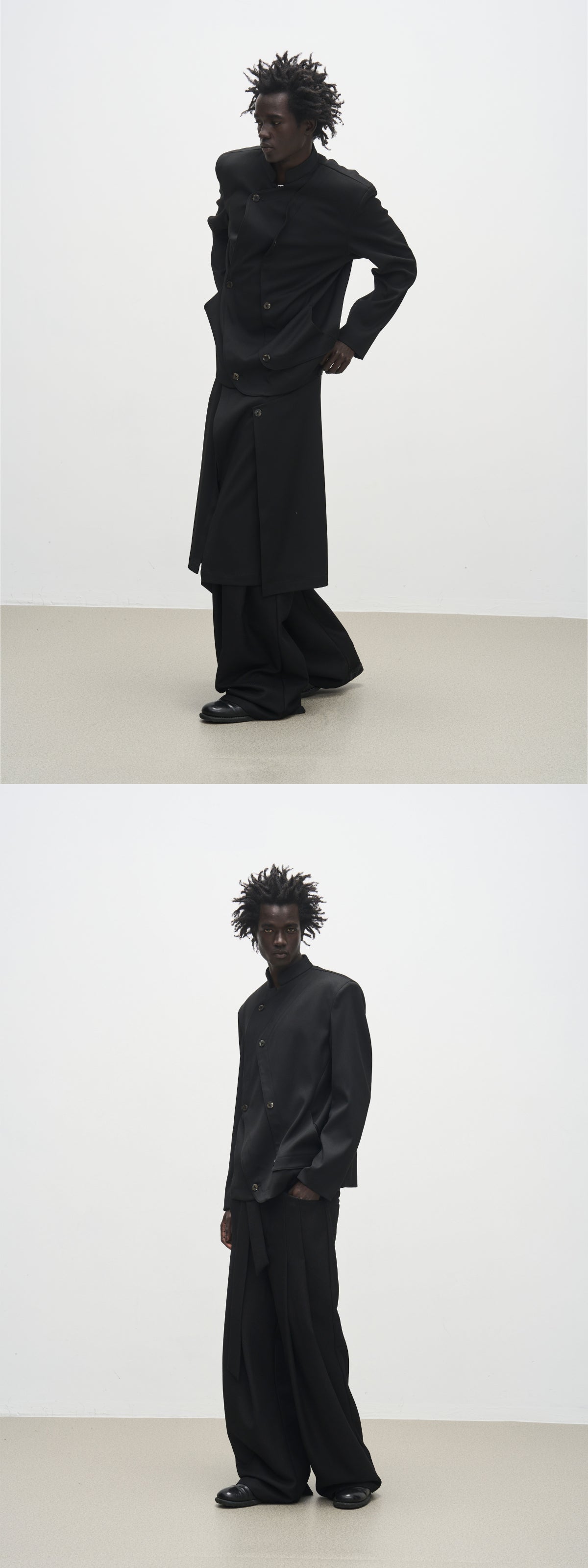 high-rise wrapped wide-leg trousers