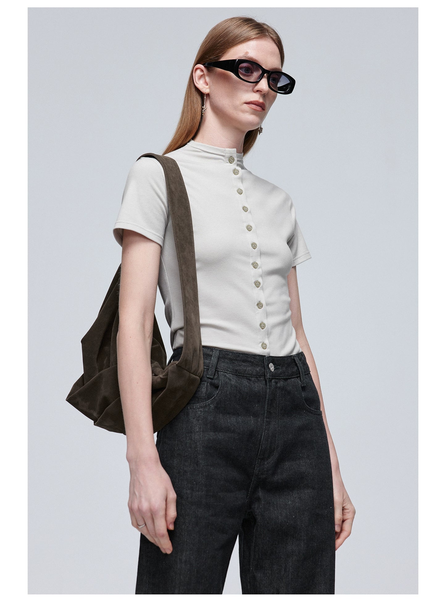 Suede Pleated Crossbody Bag