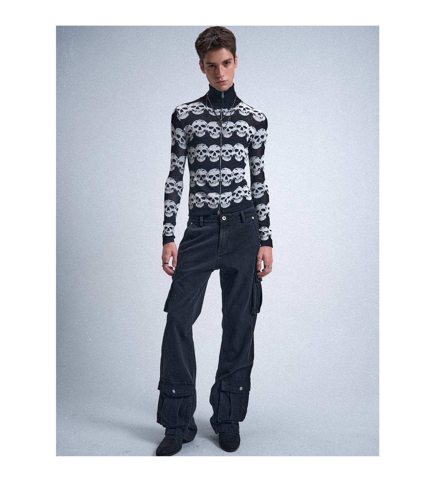 embroidered black distressed washed slim-fit bootcut denim overalls