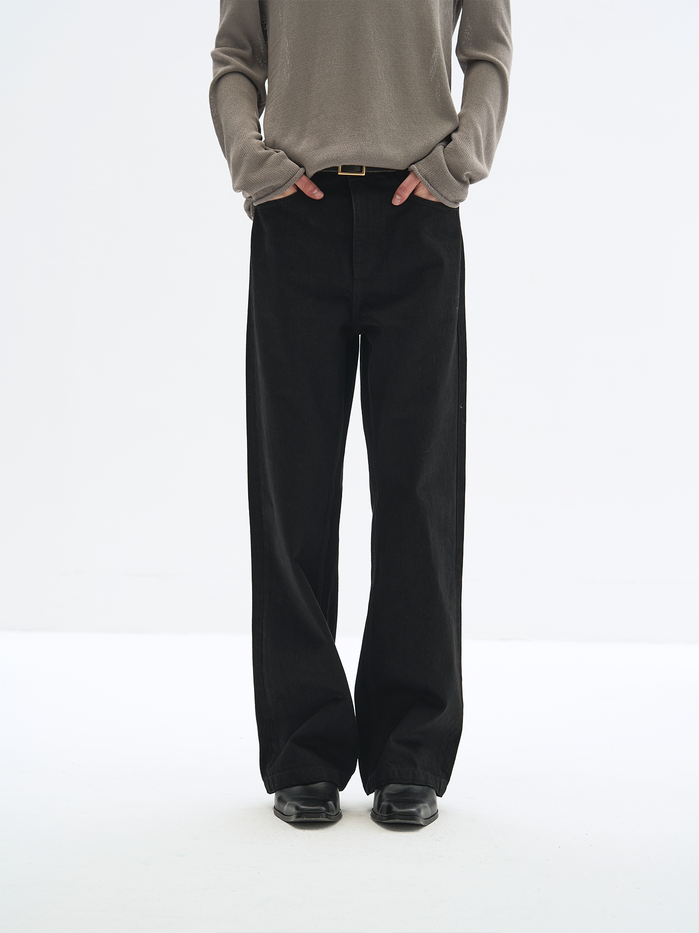 Light-Washed Leather Rope Jeans