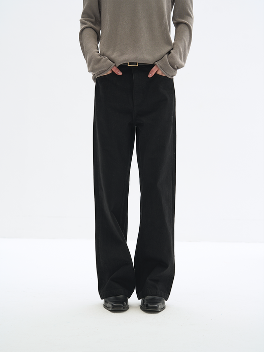 Light-Washed Leather Rope Jeans