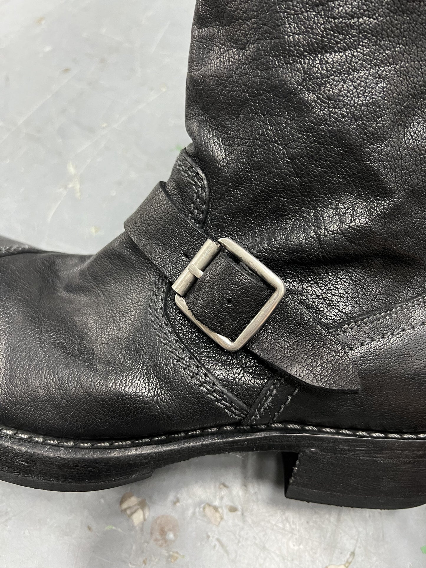 Heavy washed vintage distressed engineer boots