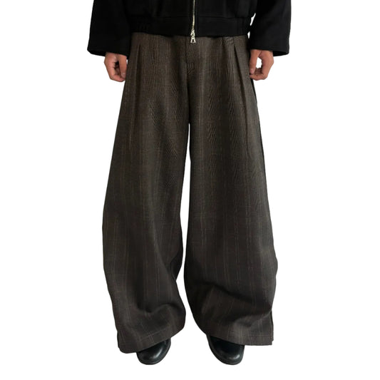 Plaid Double Pleated Pants