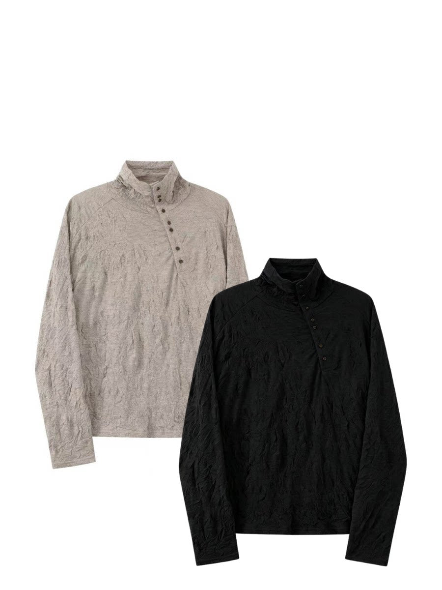 "Violin" pleated long-sleeve base T-shirt