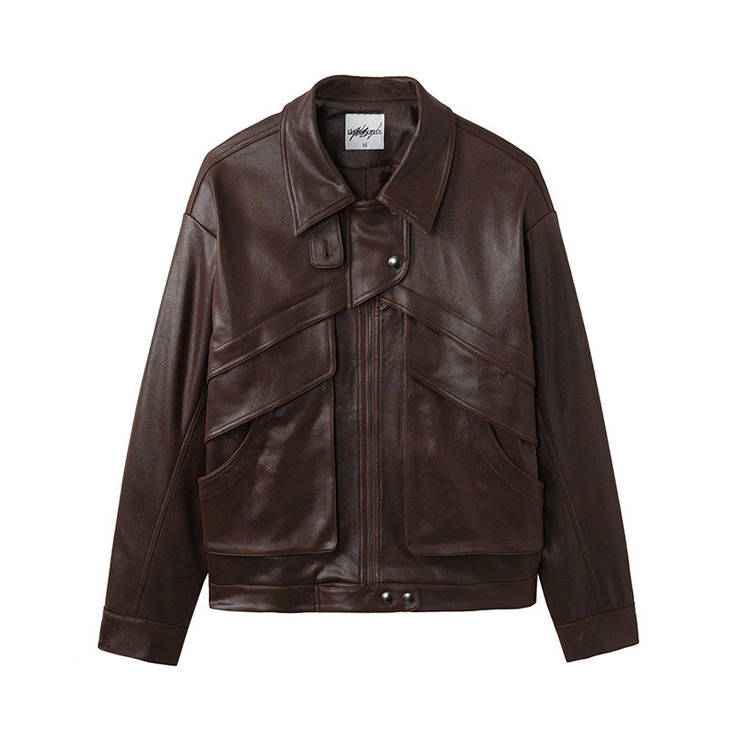 Heavy Texture Matte Gloss PU Leather Jacket