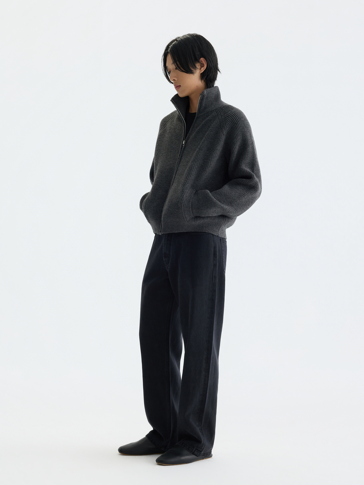 WOOL ZIP-UP CARDIGAN