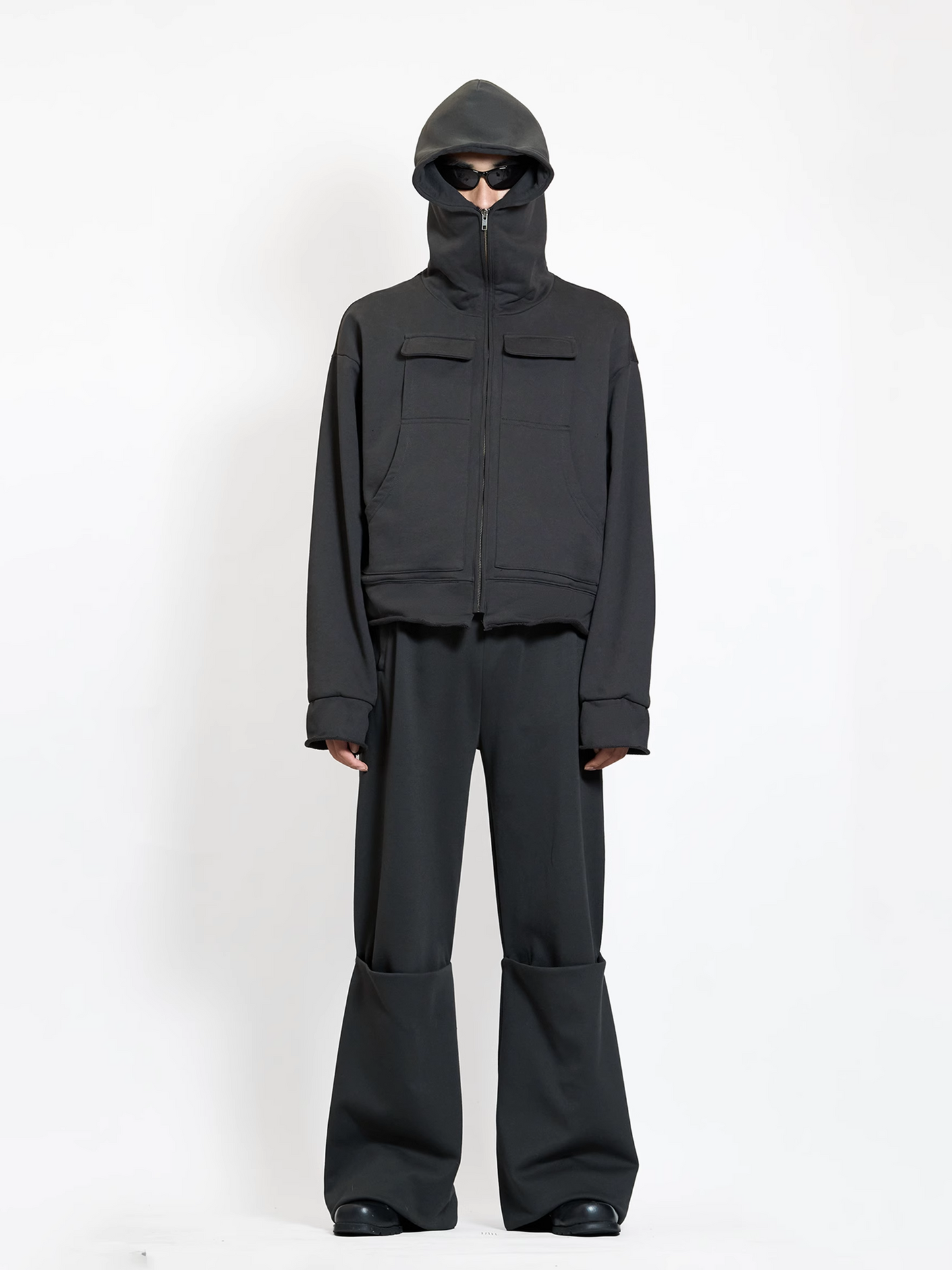 Zipper Hooded Loose Fit Jacket