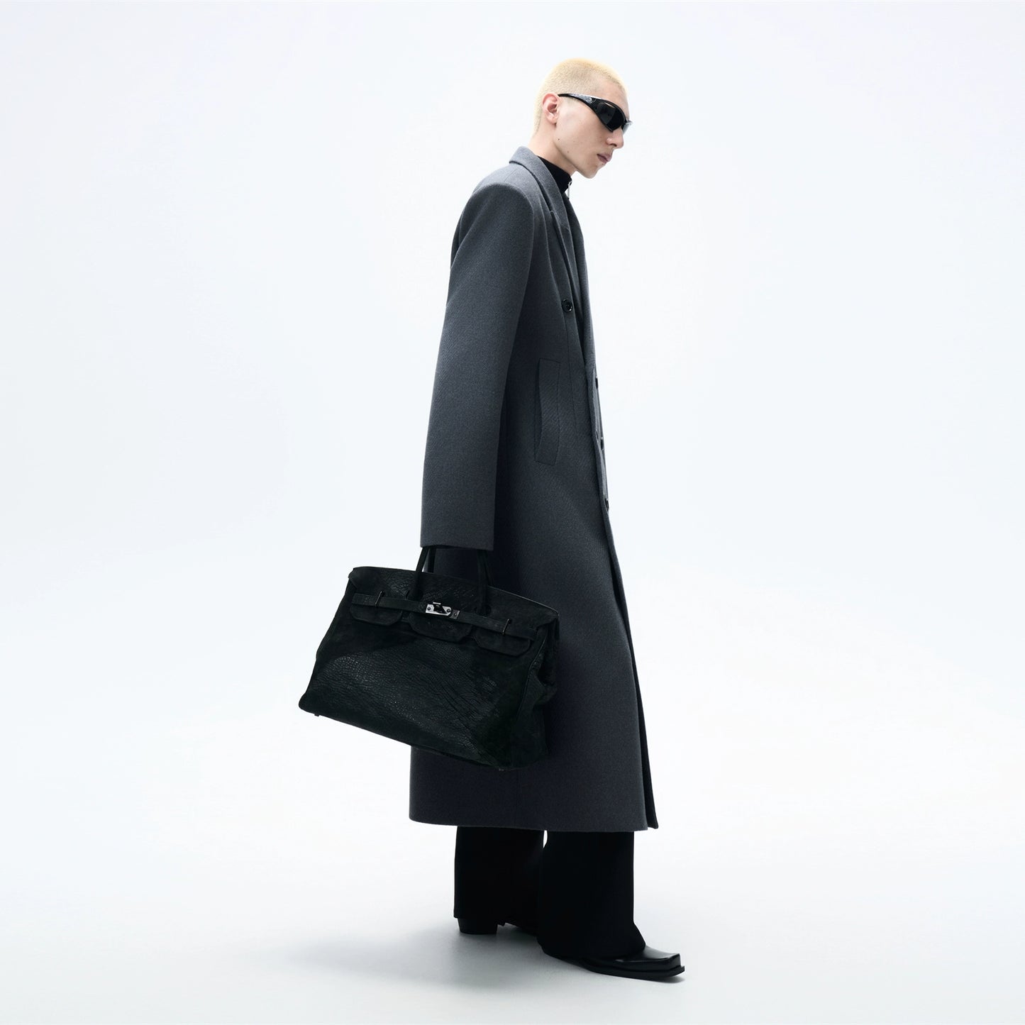 Long Double-Breasted  Wool Coat