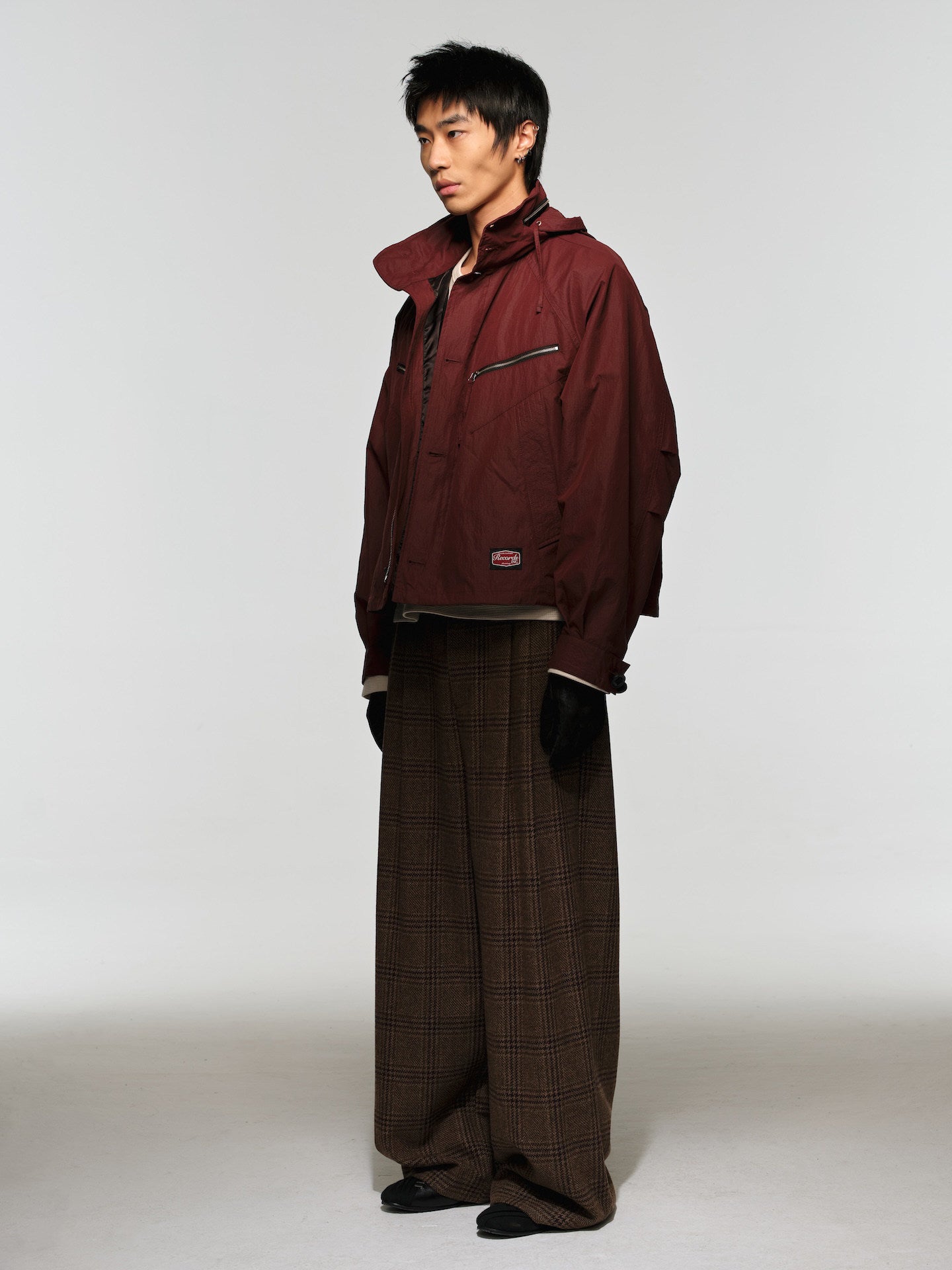 Plaid Wool Wide-Leg Pants