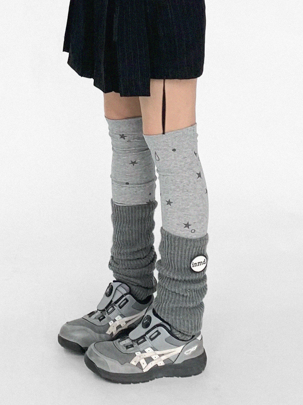 "Tears Star" stretch knit print socks