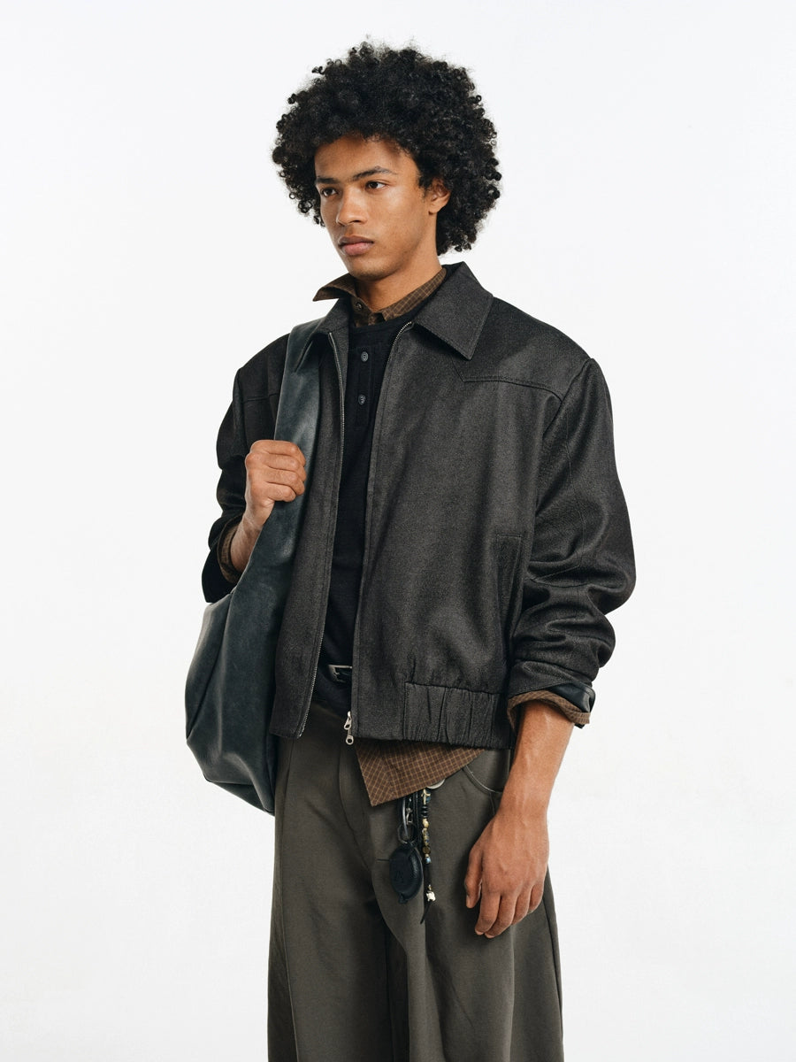 Cropped Shoulder Pad Patchwork Jacket