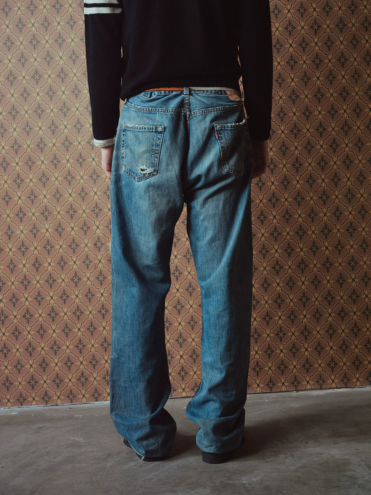 Vintage Knife Cut Washed Loose Straight Jeans