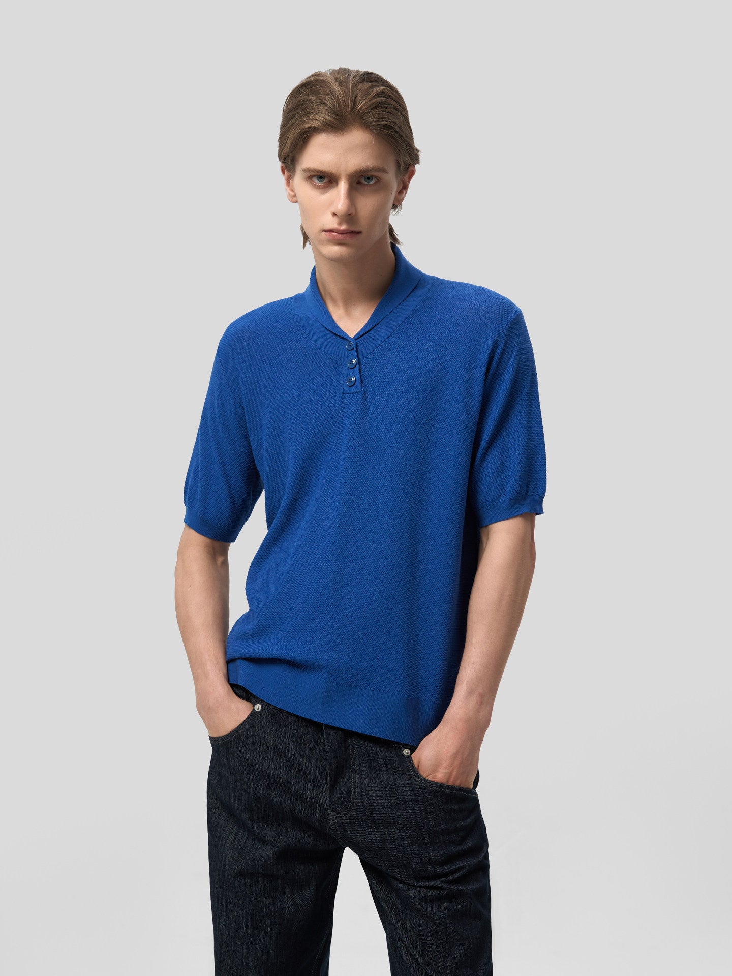 Grain Texture Short Sleeve Polo T-Shirt