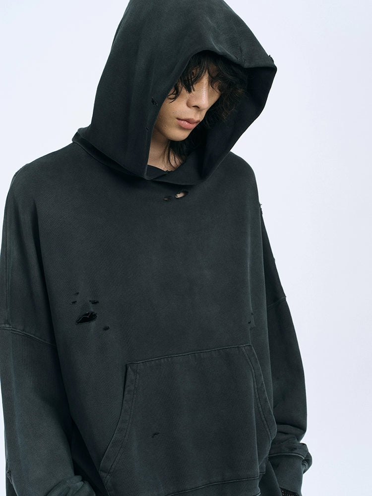 Vintage Wash Distressed Hoodie