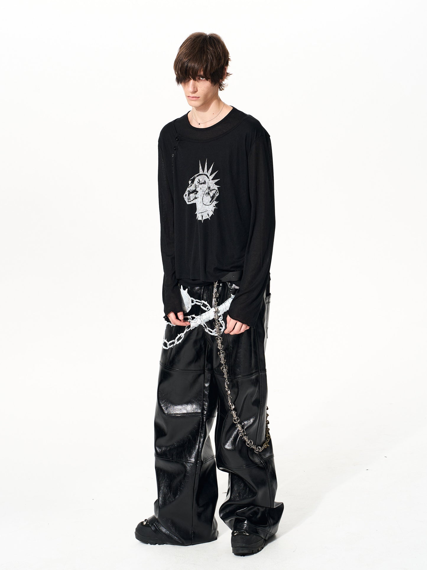 Dog Head Fake Layered Long-Sleeved T-Shirts