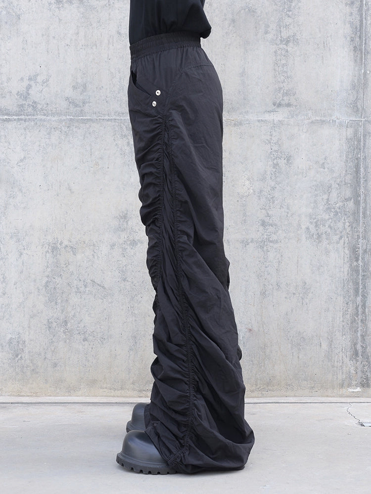 Pleated Spiral Loose Pants Black
