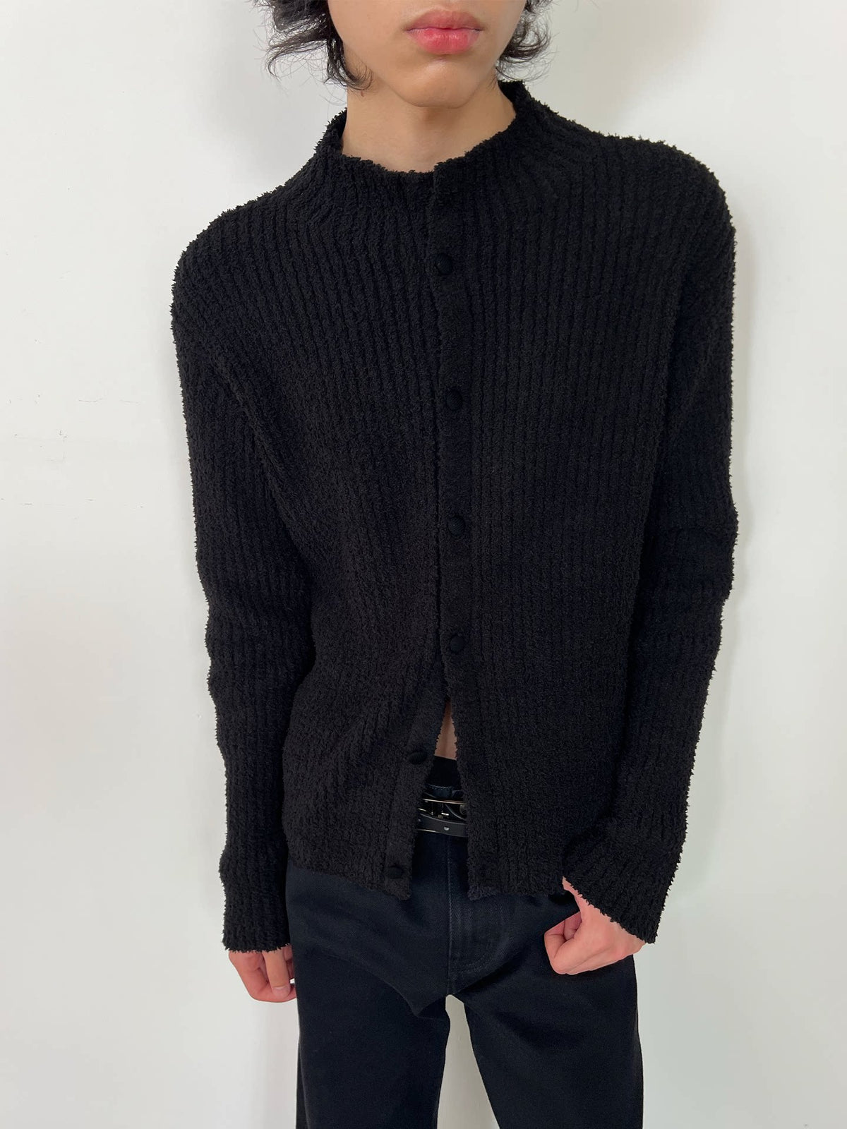 Slim black sweater cardigan