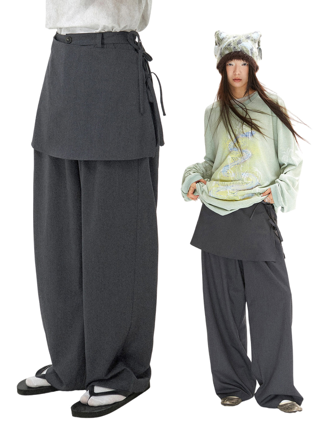 "One Song Solo" Layered straight trouser