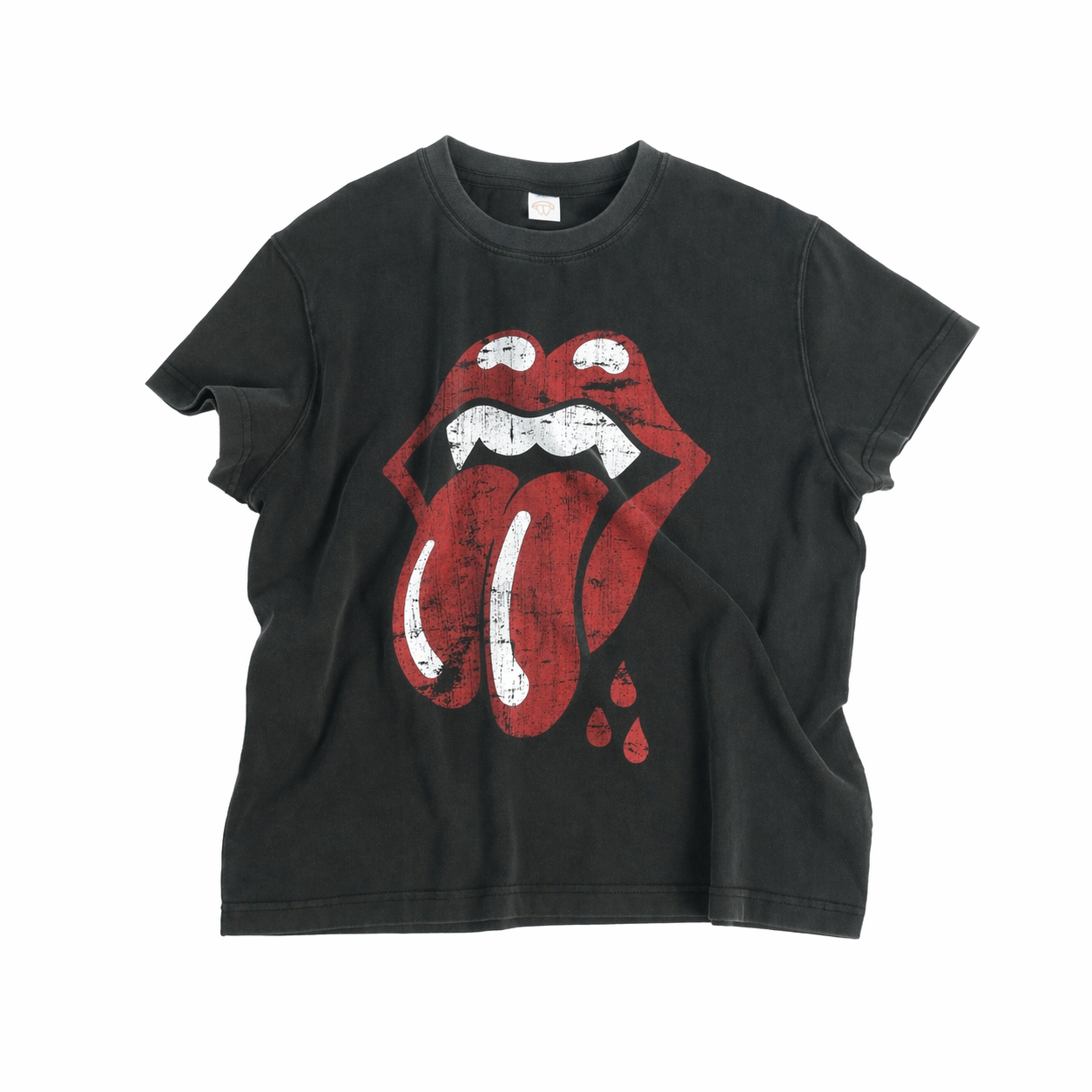 Tongue Spoof Distressed Short Sleeve T-shirt