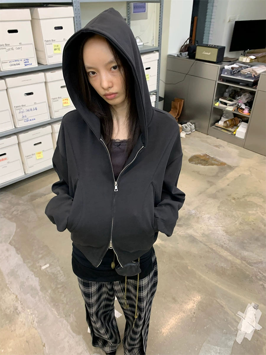 Teardrop Pocket Zip Up Hoodie