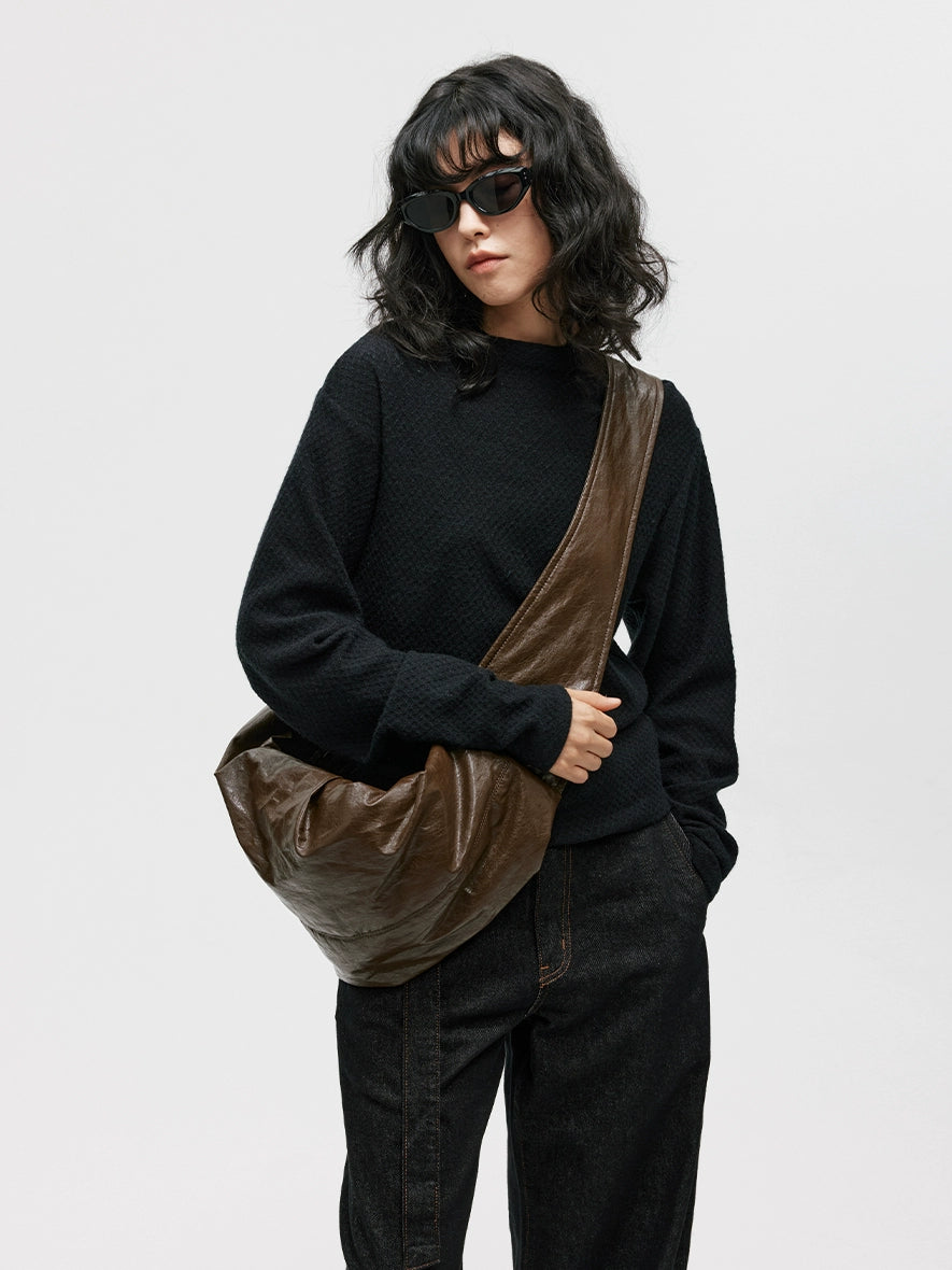 NATURAL TEXTURE LEATHER SHOULDER BAG