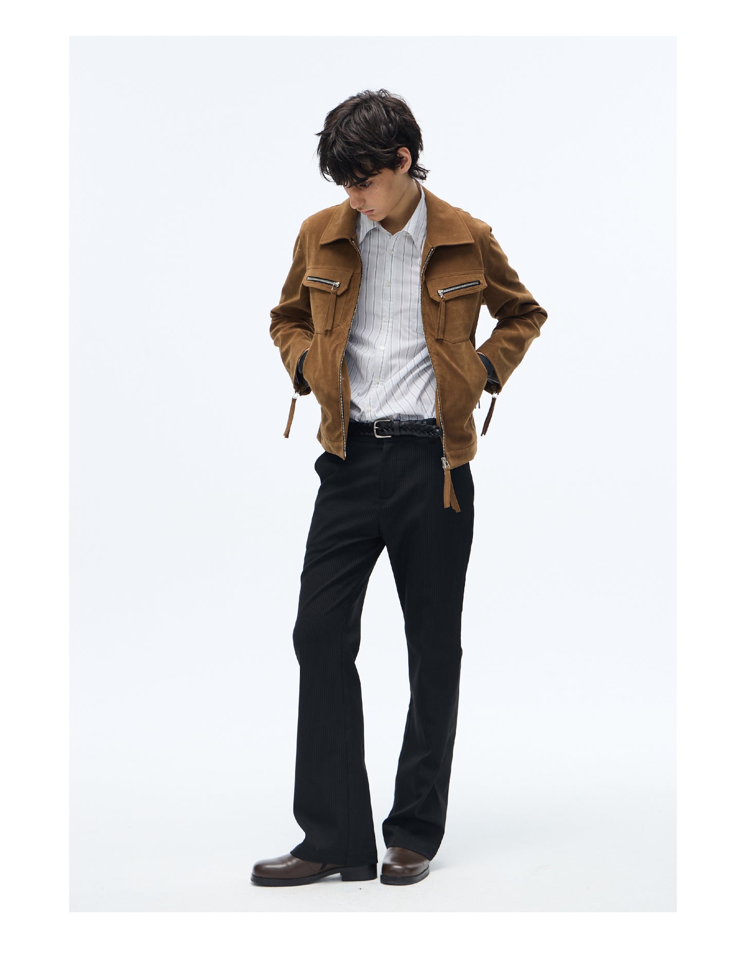 Striped 3D pleated shirt