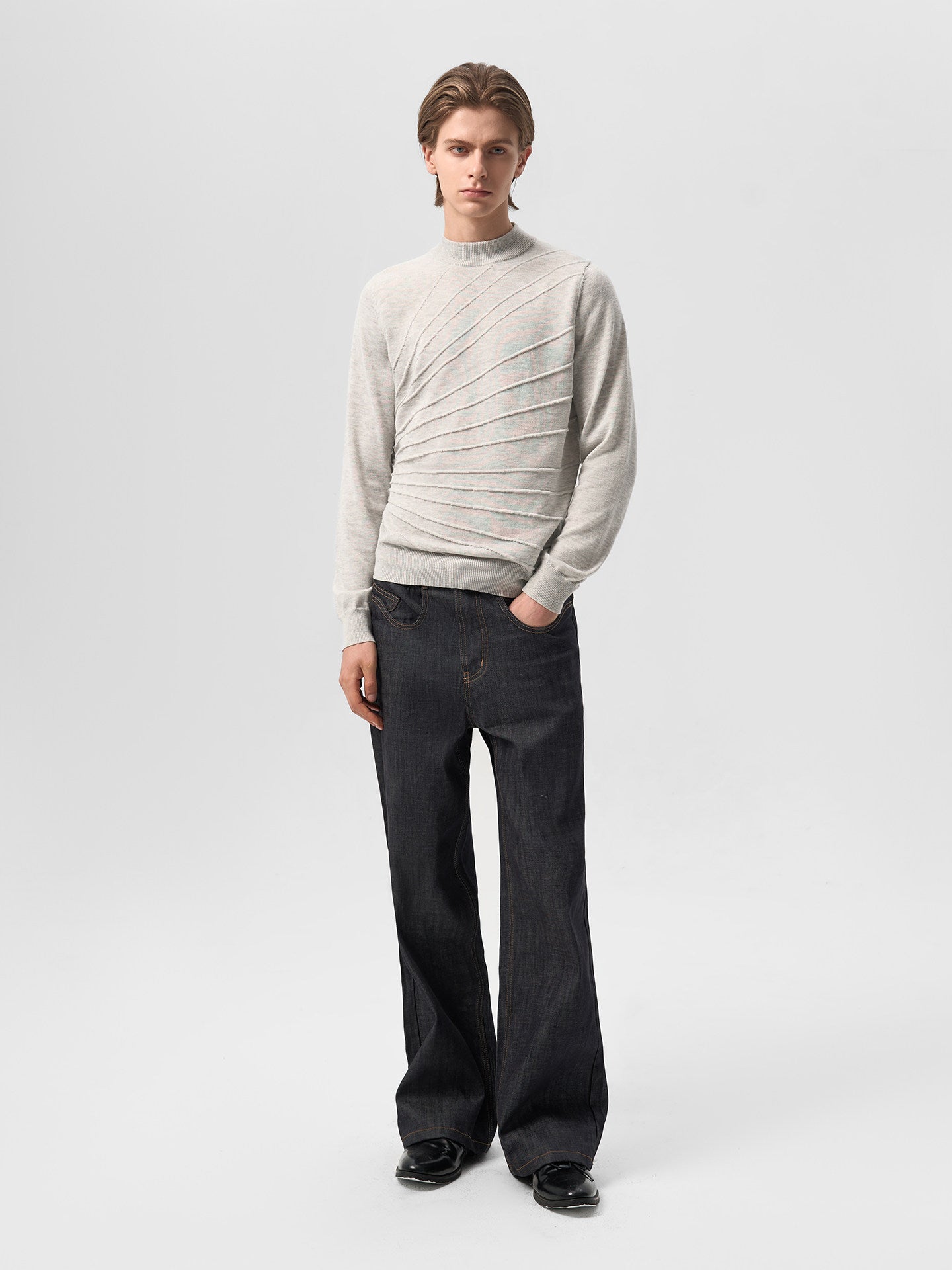 Sculpture jacquard long-sleeve T-shirt