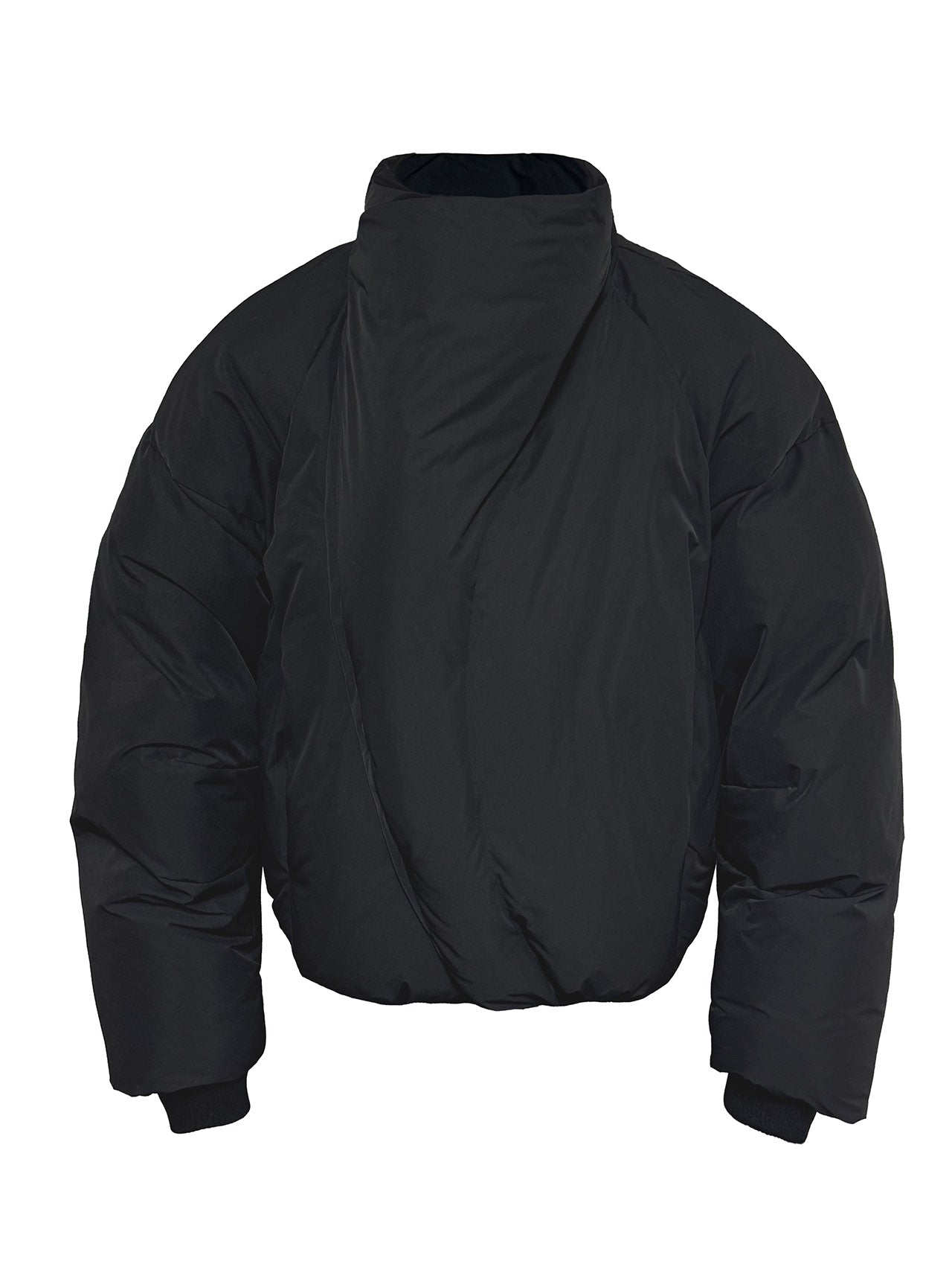 Curved zipper turtleneck down jacket
