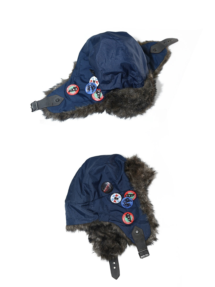 Pilot Ear flight Fur Badge Cap