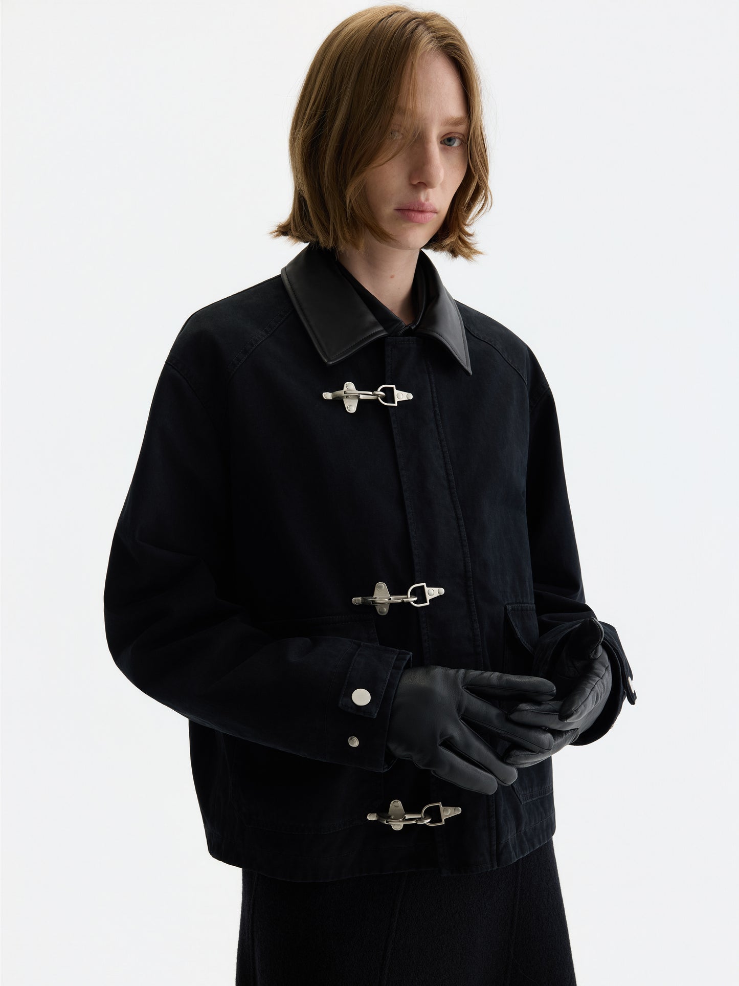 Distressed Buckle Cargo Jacket