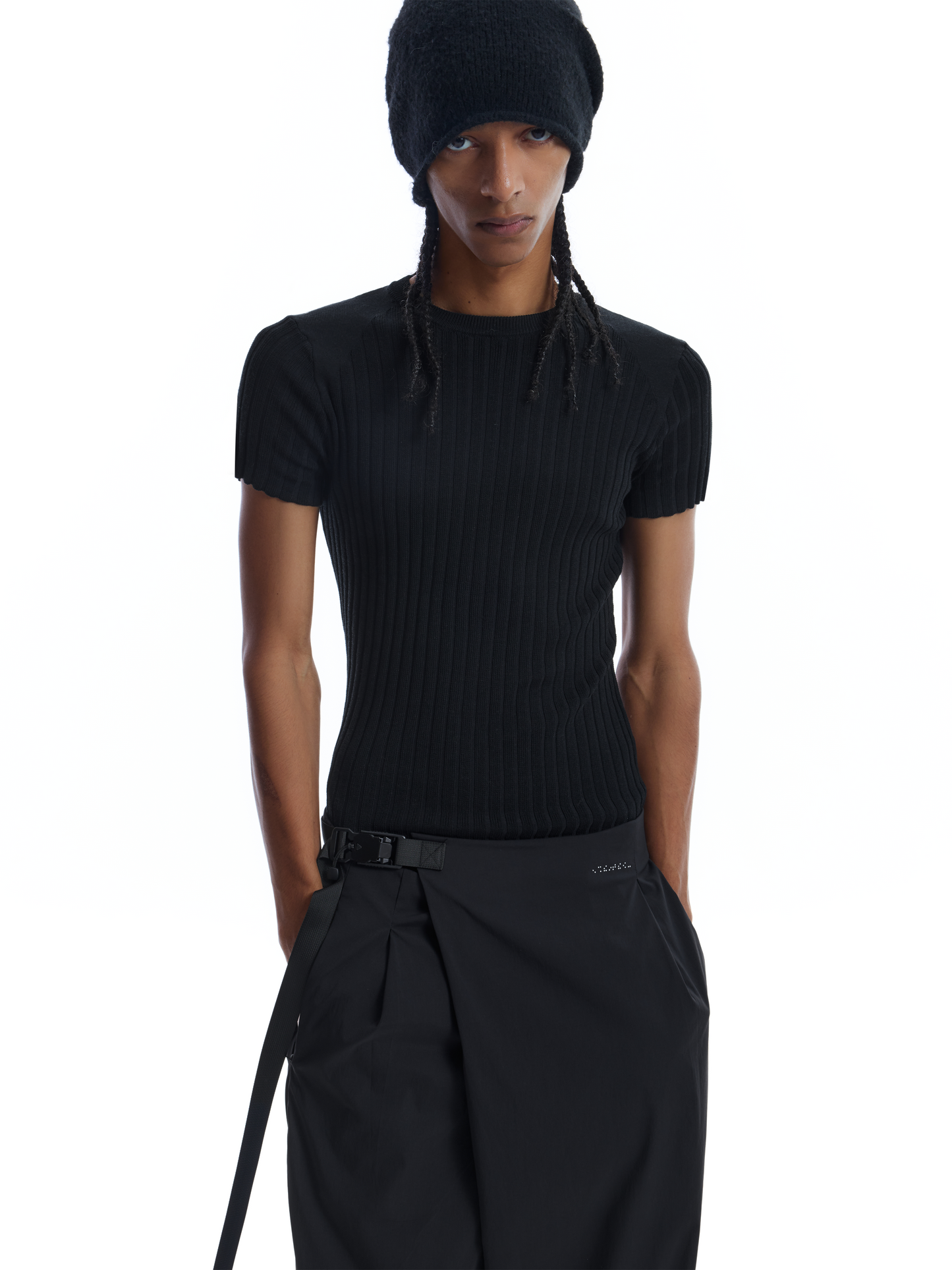 Pit strip knitted T-shirt