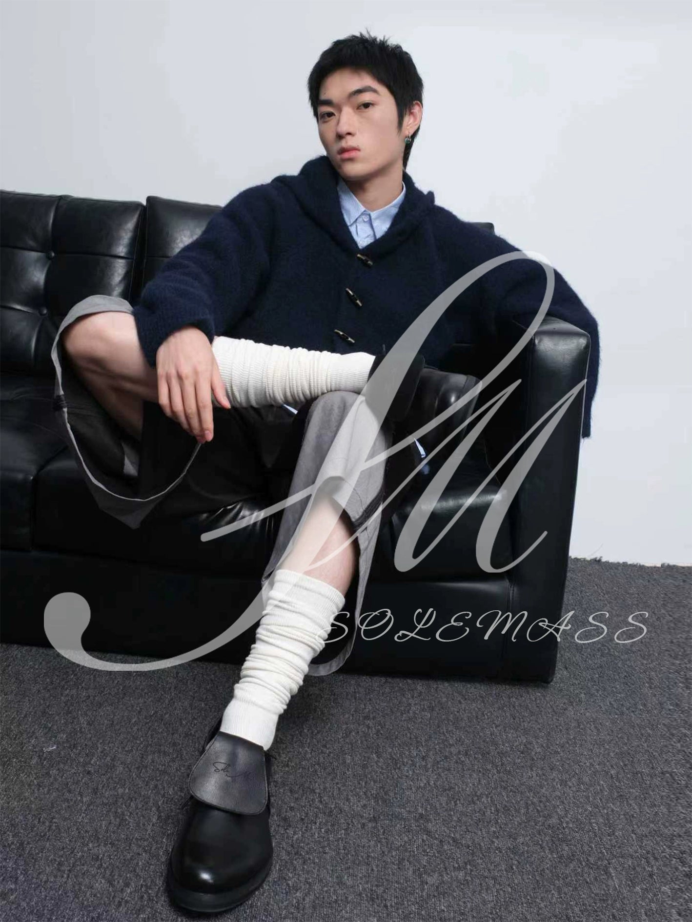 Washed Cowhide Square Toe Derby Shoes