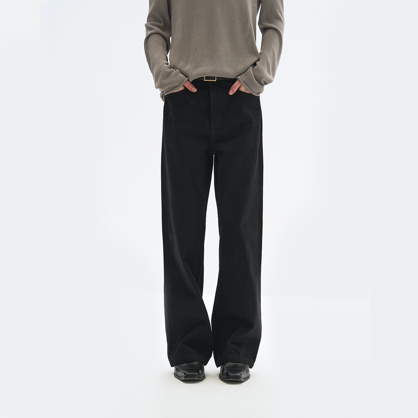 Light-Washed Leather Rope Jeans