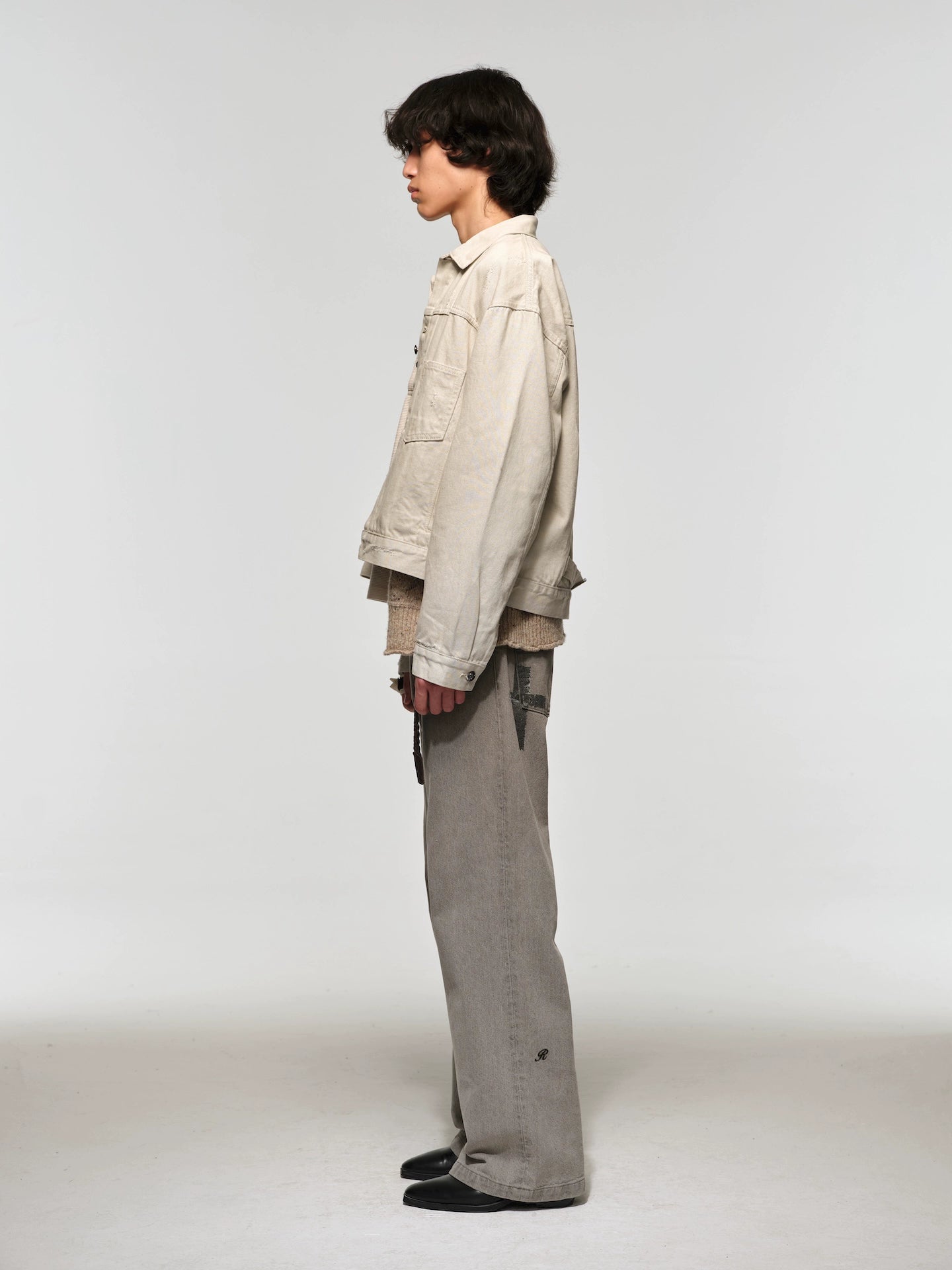 Off-White Two-Tone Vintage Washed Denim Jacket