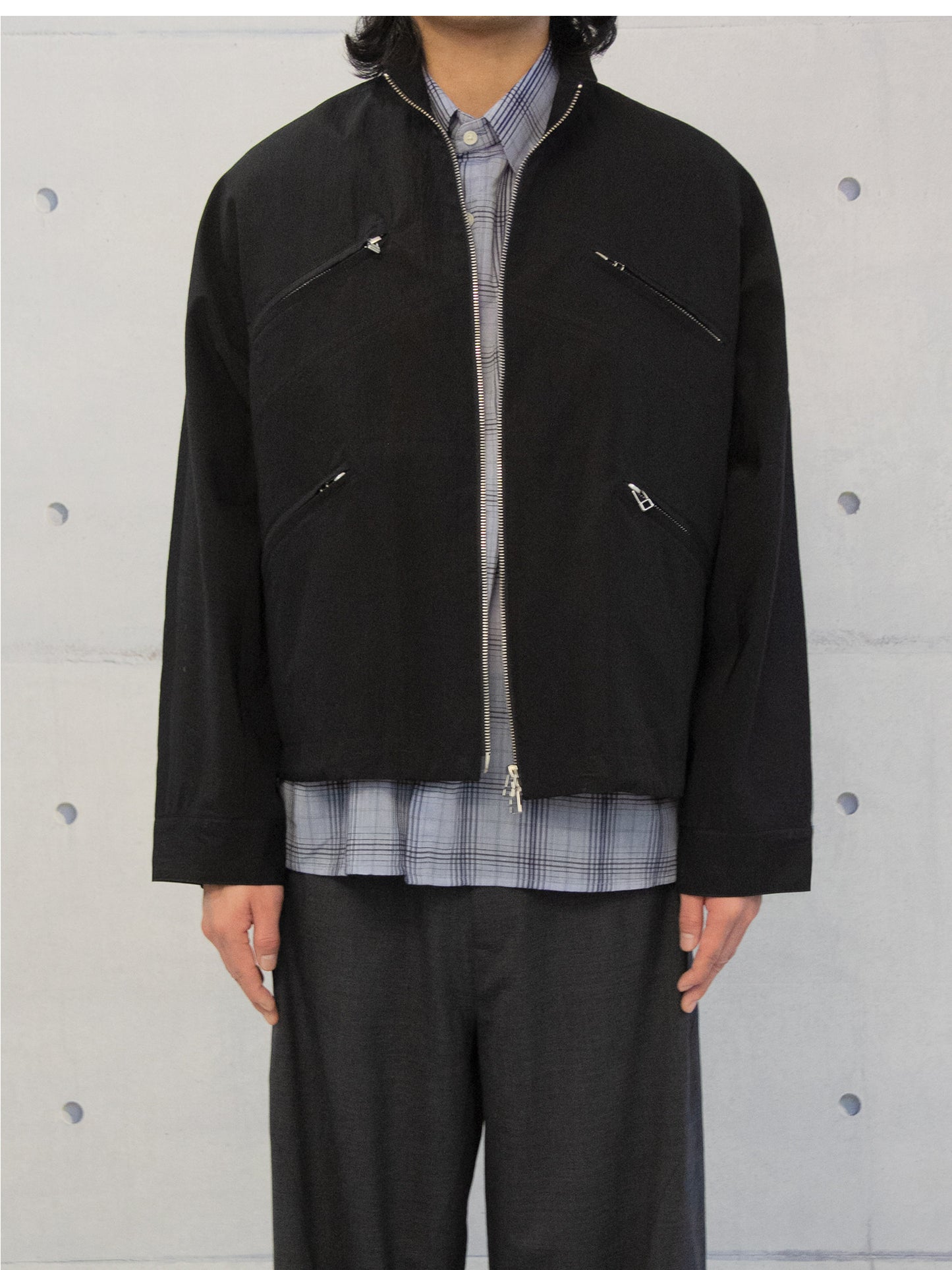 Plaid cut pocket long sleeve shirt
