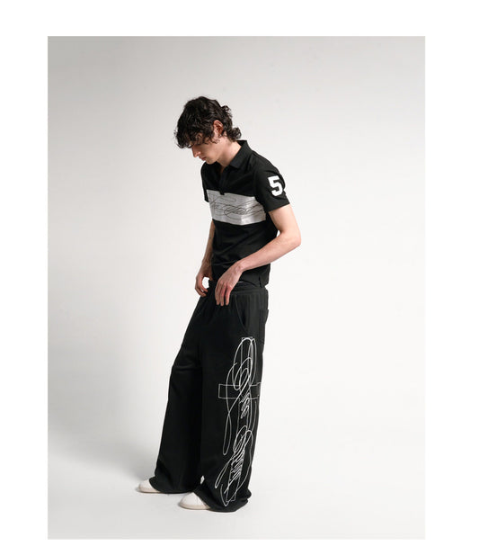 Heterochromatic cross print polo shirt