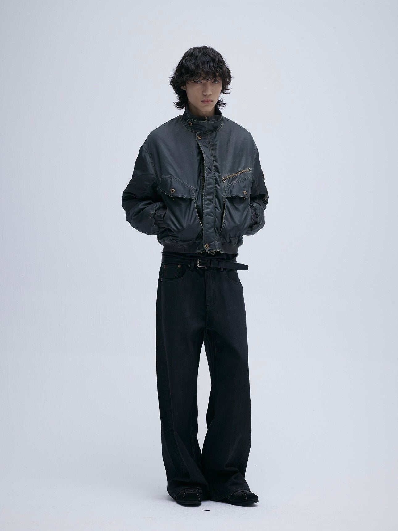 Wax Coated straight jeans