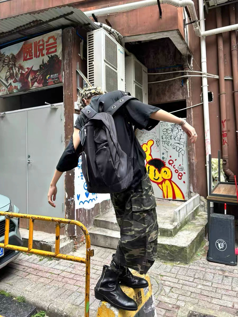 CyberLove Nylon Multi-Pocket Backpack