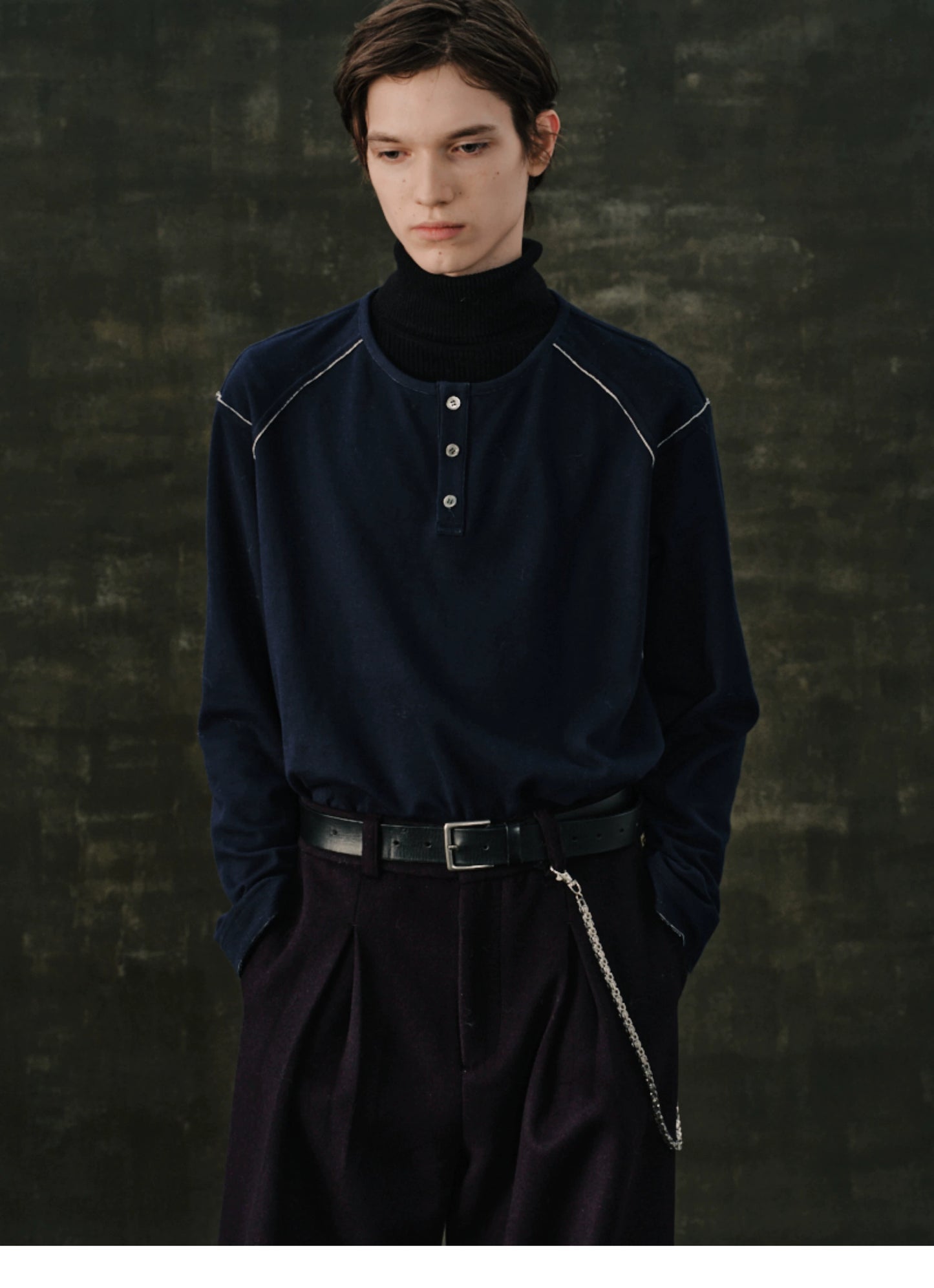 Vintage Crew Neck Two-tone Shirt