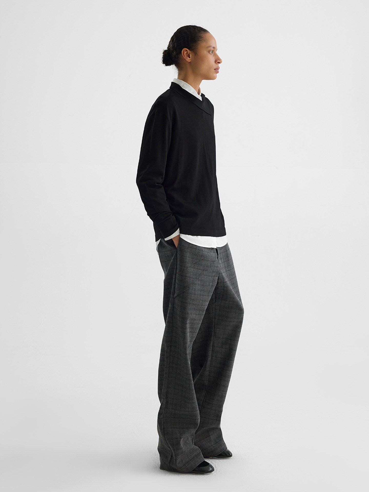 Black Silk Long Sleeve T-Shirt